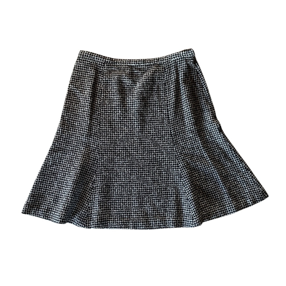 Talbots Petites wool blend black and white A-line midi skirt size 14 petite